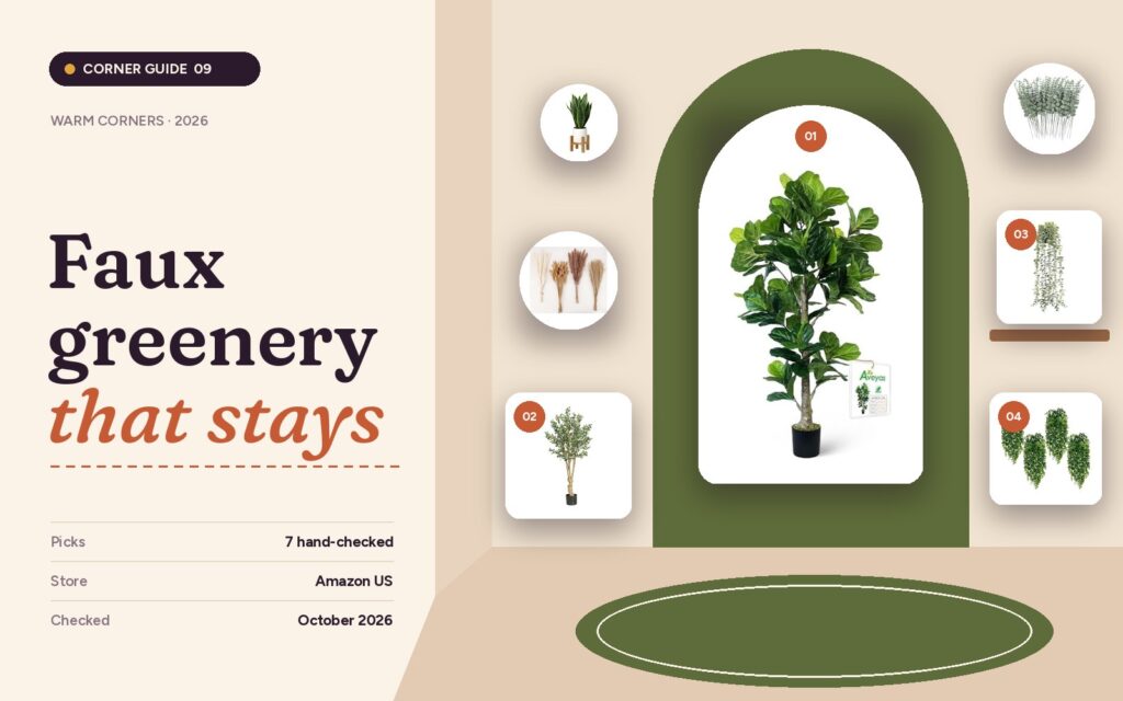 Faux greenery that stays green guide cover with the seven featured products