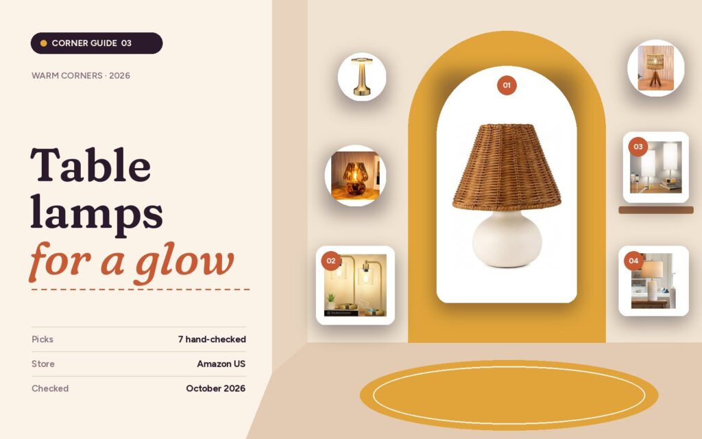 Table lamps for a warm, low glow guide cover with the seven featured products