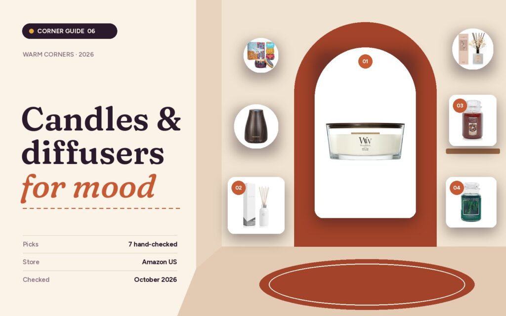 Candles and diffusers for a warm, inviting home guide cover with the seven featured products
